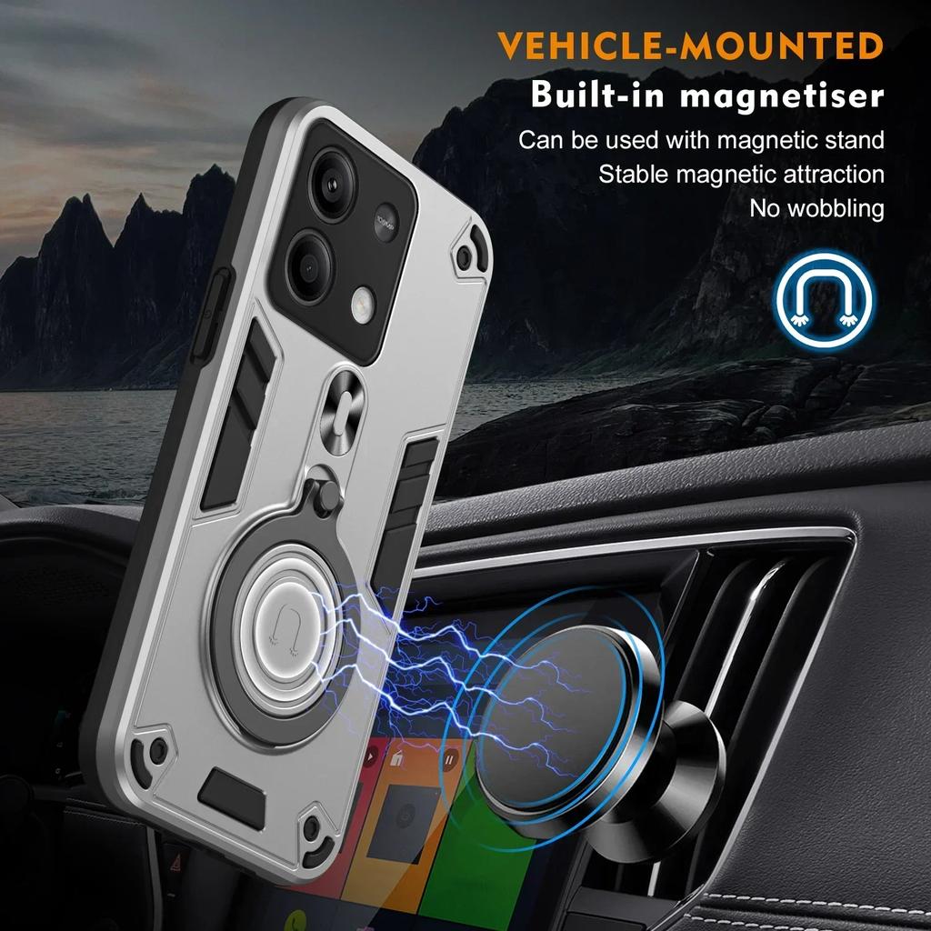 For Xiaomi Redmi Note 13 Pro plus 13C 5G 4G A3 Turbo 3 5G Case Car Magnetic 360° Rotate Ring Holder Armor Cover for POCO X6 Pro