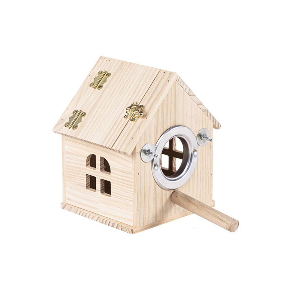 Rainproof Wood Bird House Large Space Bird Nesting Box Practical Birds Breeding Box  For Bird Cage