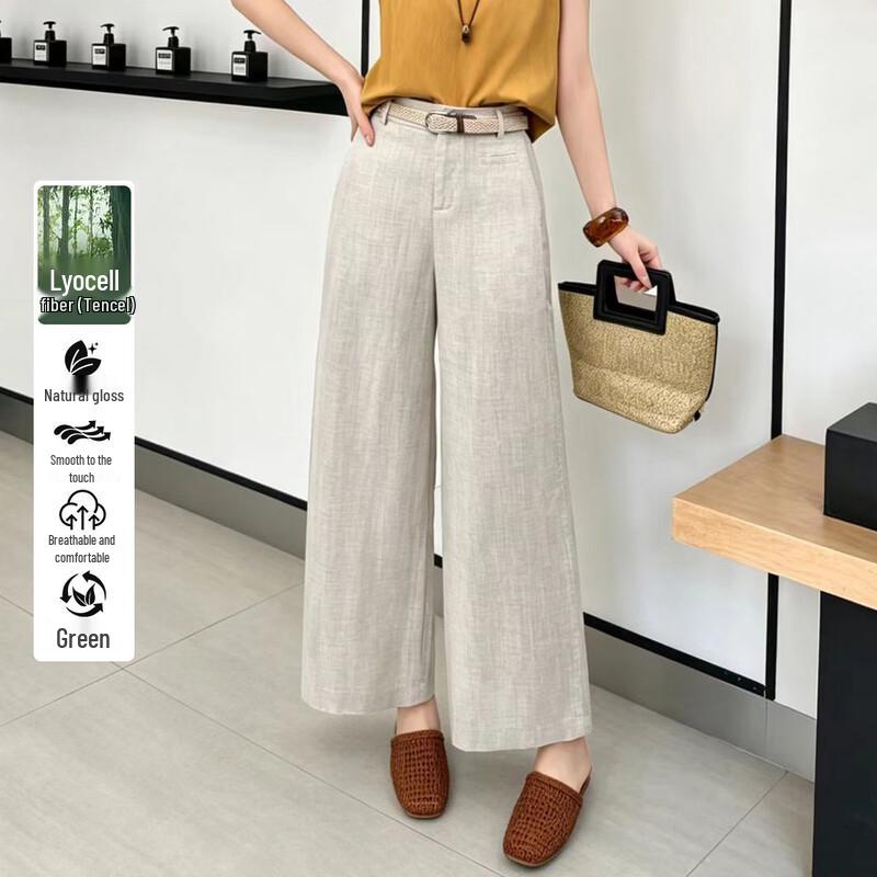 Women s Tencel Linen Blend High-Waist Loose Pants XL