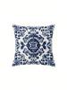 Bohemian Blaue Weiße Florale Kissenbezüge, Beidseitiger Druck, Reißverschluss, Sofa Schlafzimmer Dekor (Kissenkern nicht im Lieferumfang enthalten)