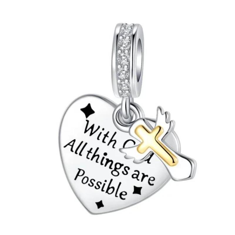 Sparkling Birthstone Charms Copper Heart Mom Key Pendant Bead Fit Original Necklace Bracelet Women Jewelry Diy Gift