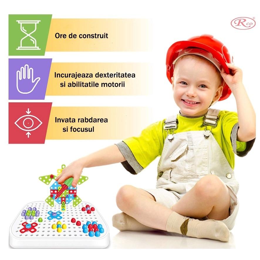 STEM Educational Interactive Toy, 237 Pcs ABS Building Blocks Set with Electric Drill for 2D/3D Engineering Construction, Portable Storage Case