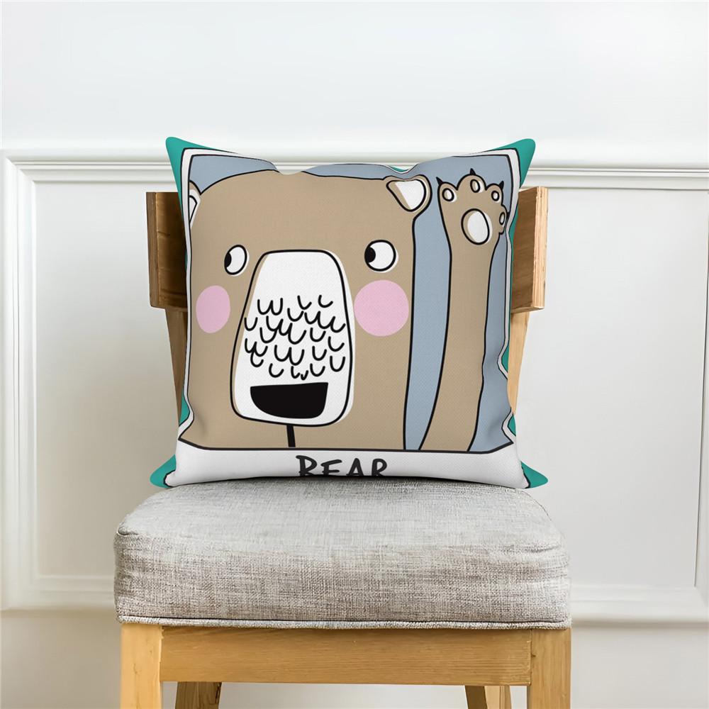 White Throw Pillow Cover Home Decor Sofa Decorative   Cartoon Animal Cushion