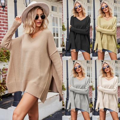 2023 Autumn/winter Women's Casual V-neck Large Size Fashion Knitwear Sexy Pullover Sweater