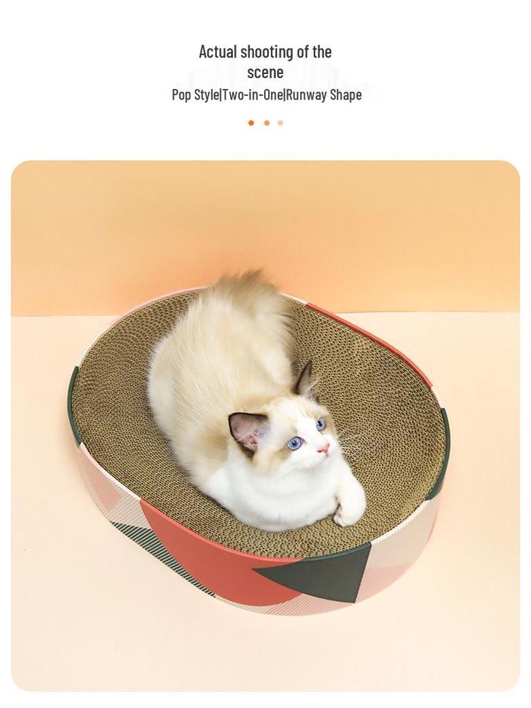 Oval Cat Scratching Bed with Corrugated Paper for Kittens