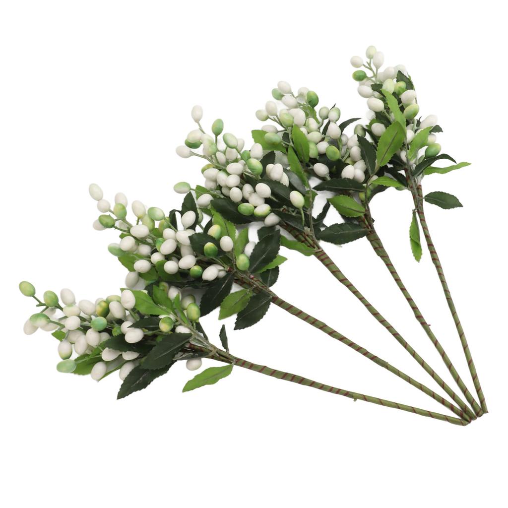 5PCS Artificial Berries Artificial Pip Berry Stems Decoration for Living Room Office White