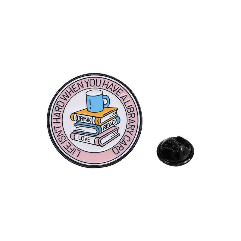 Cute casual wind oil drop brooch clothes decorative schoolbag buckle English letters water cup book cartoon