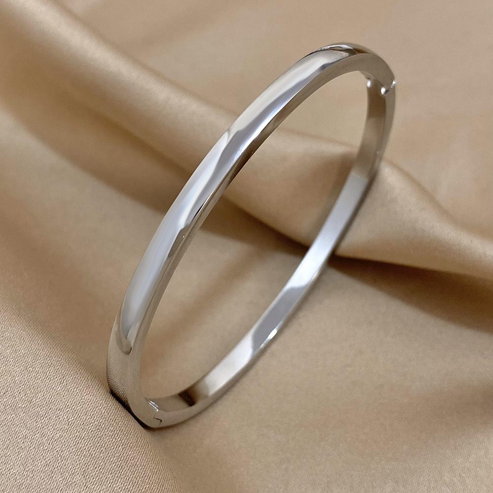 Greatera Jednoduchý Tenký 4mm Široký Náramek Manžeta Nerezová Ocel Originální Design Růžové Zlato/Stříbrná Barva Pánský Dámský Náramek Dárky Nový