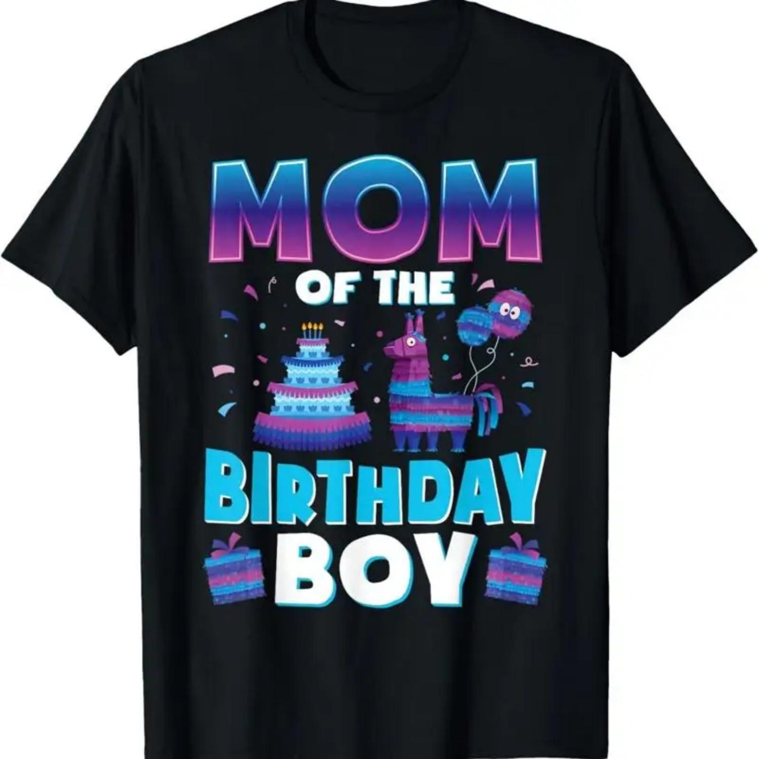 

Mom Birthday Boy Llama Pinata Party Matching Family T Shirt S чёрный
