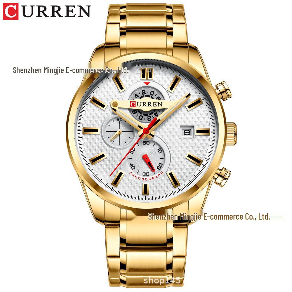 CURREN 8352 Multifunctional Men's Quartz Watch: Waterproof, Six-Needle, Calendar-Equipped Business Watch.