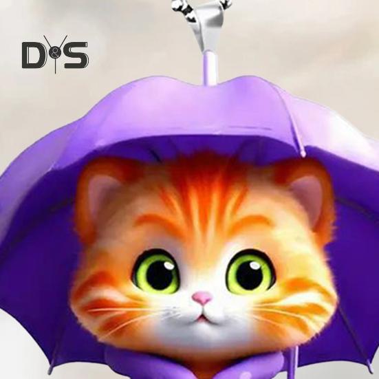 Regenschirm Katze Anhänger Auto Rückspiegel Charme Kätzchen 2D Acryl Auto Ornament Cartoon Hängende Dekoration für Auto Innenraum Zuhause Fenster Schlüssel