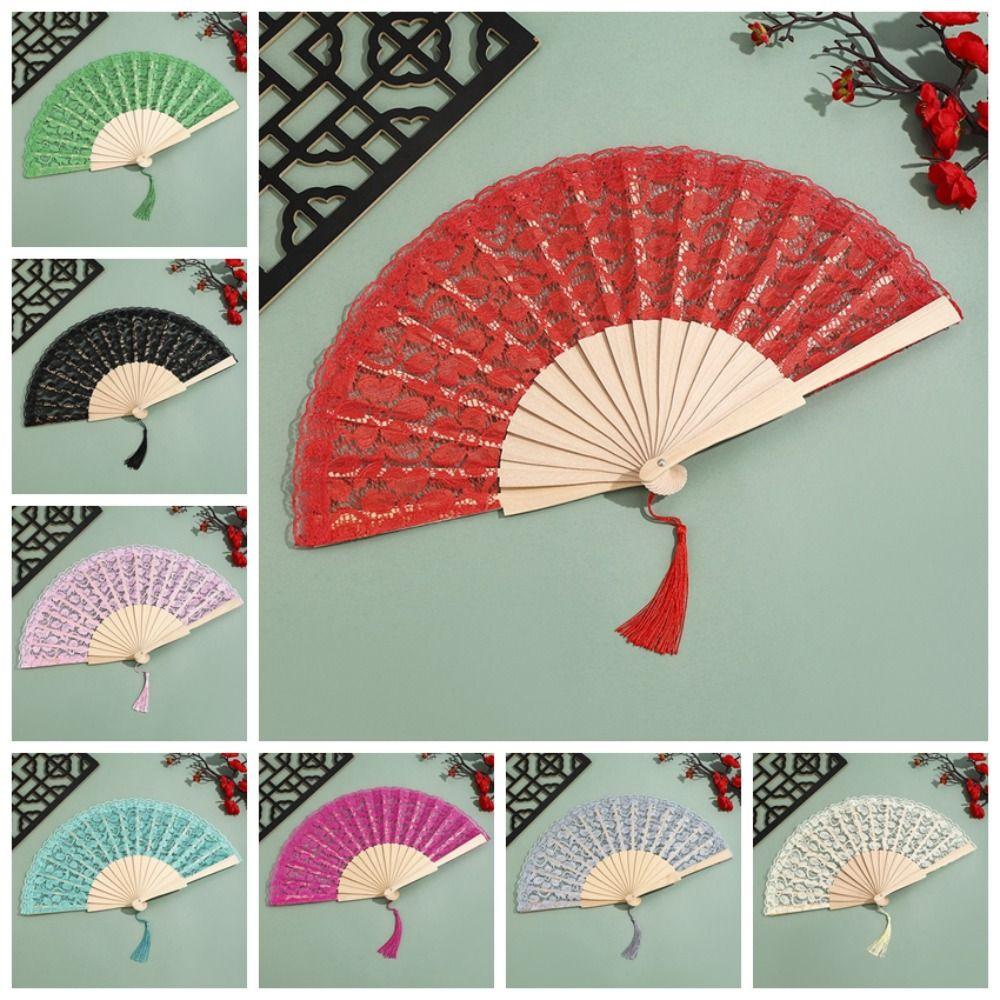 Flower Design Folding Fan Vintage Style Hand Fan Elegant Chinese Fan  Wedding