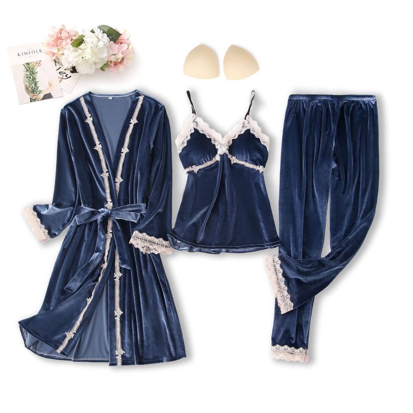 

Кимоно, комплект нижнего белья, зеленый пижамный костюм, велюровый осенний новый комплект для сна, домашняя одежда, бархатная ночная рубашка, халат, платье XXL