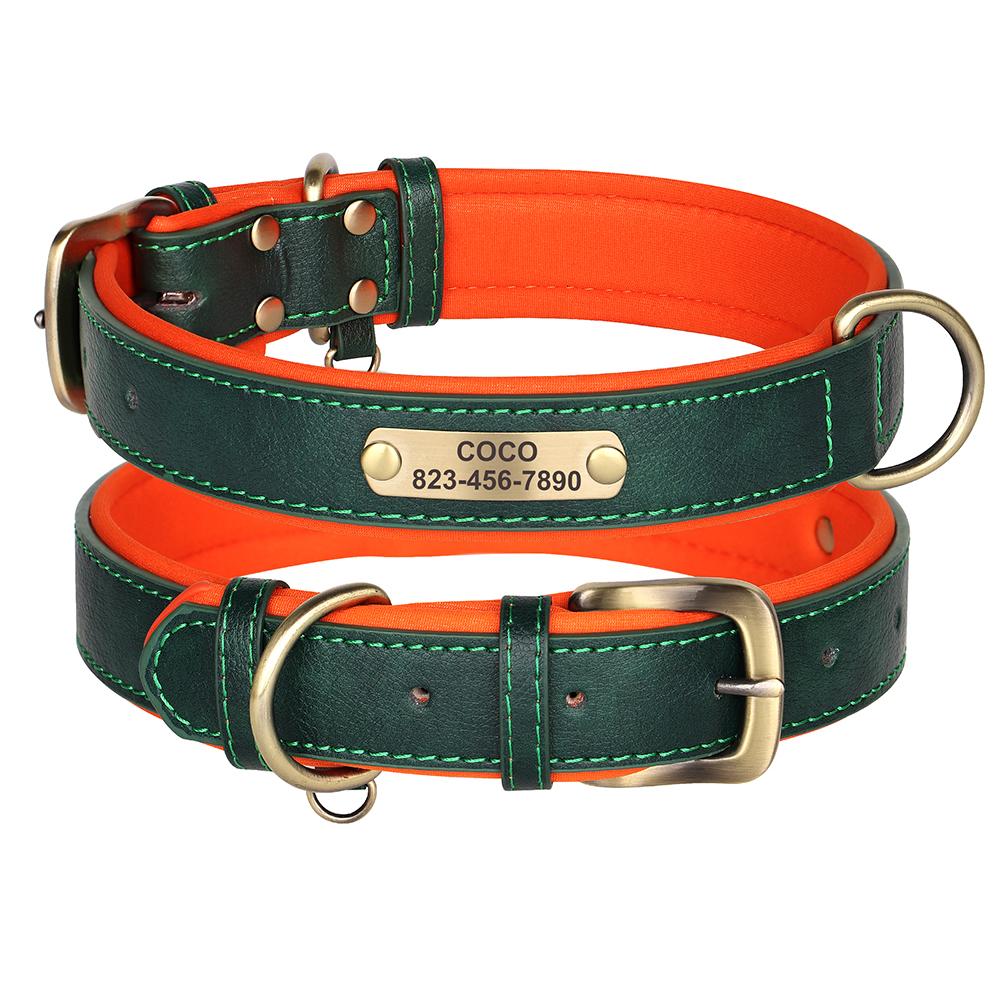Spersonalizowana obroża dla psa Obroże dla psa z niestandardowej skóry PU Bezpłatne grawerowane zawieszki z tabliczką znamionową Dla psów małych, średnich i dużych Pitbull Labrador