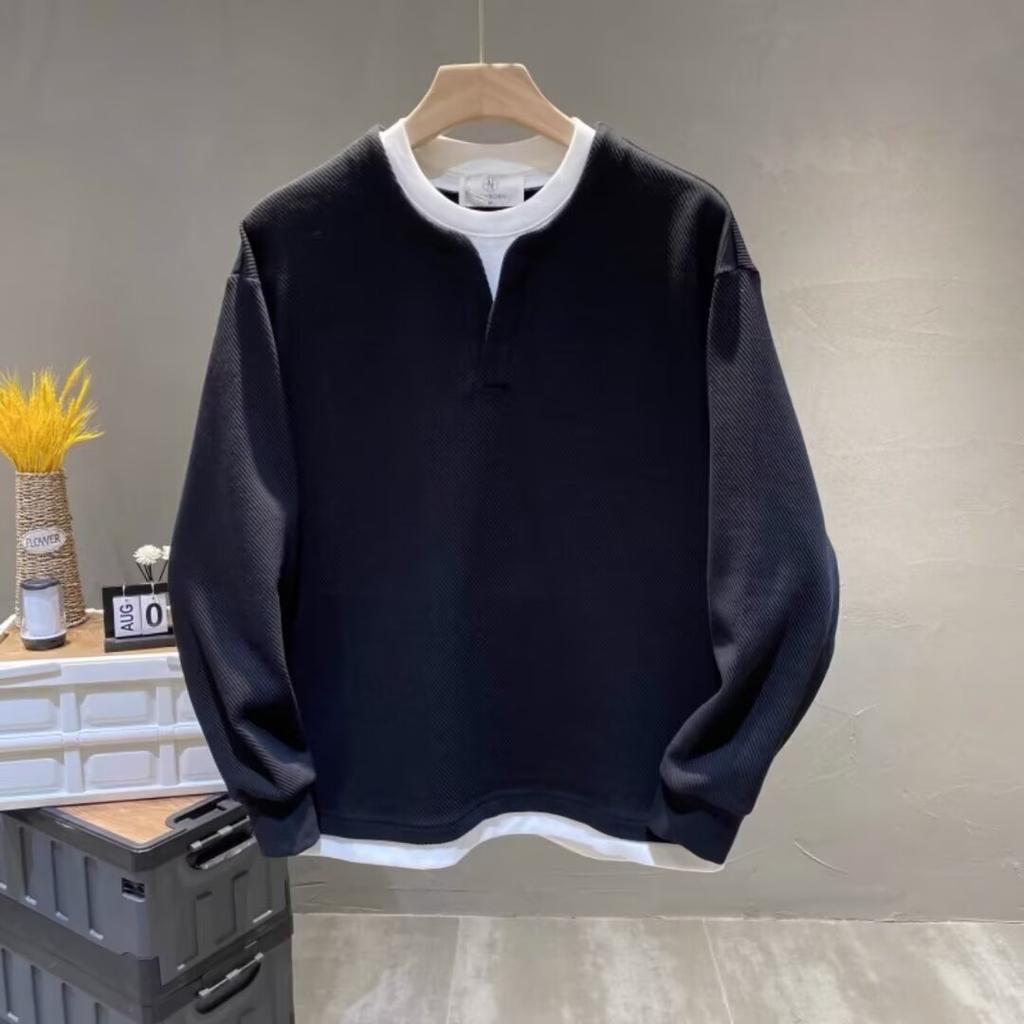 Pánský svetr Jaro 2024 Patchwork Různé barvy K pokožce šetrná látka Módní Všestranný top Ležérní S dlouhým rukávem Spodní tričko