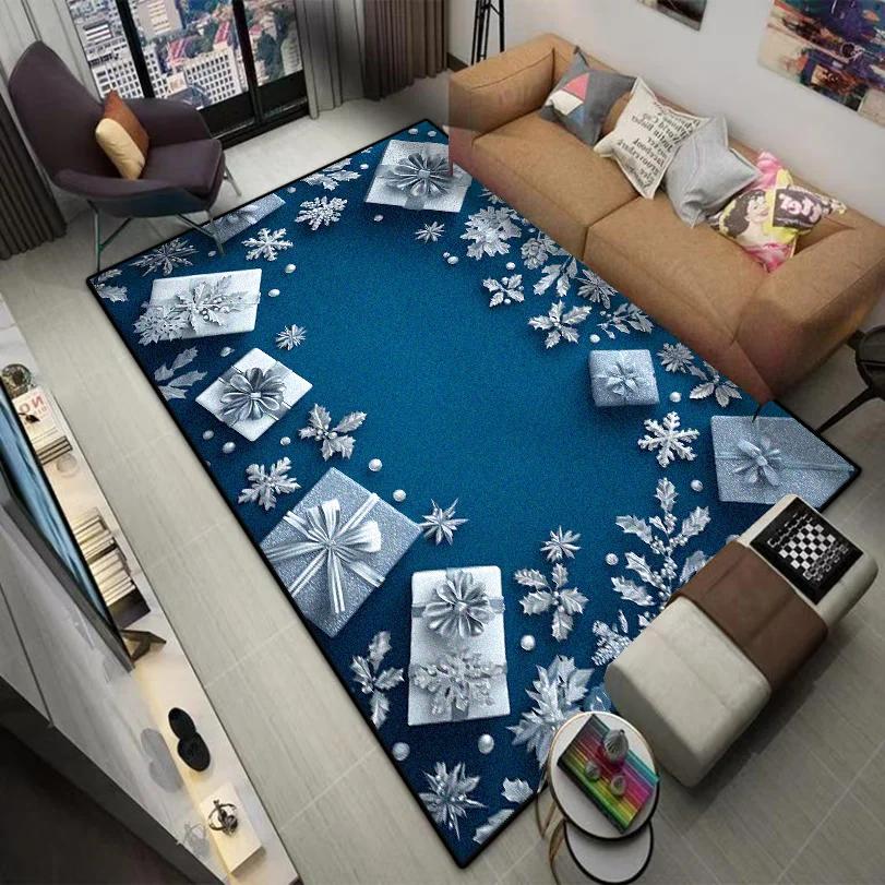 Christmas Style CARPET FOR LIVE ROOM Blue Luxury Home Decoration Bedroom Large Area Rugs Washable Lounge Floor Mats Bedside