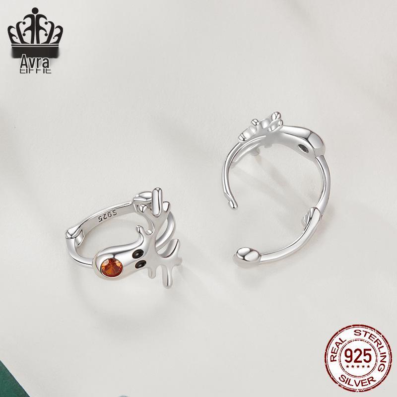 Everly Christmas Reindeer Ear Cuffs: s925 Sterling Silver Cute Earrings for Women
