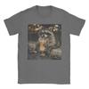 Raccoon Drinking Iced Coffee Funny Animal Meme Cotton TShirt For Mens Beach TShirts ONeck Tee Shirt Oversized Cheap Tops