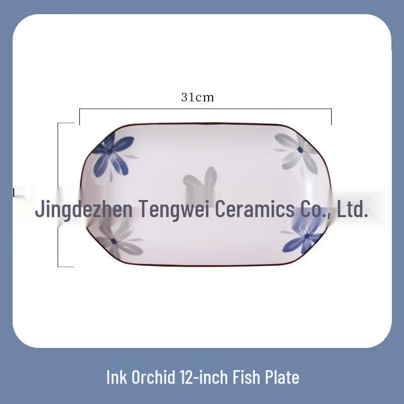 ZISIZ Underglaze Ceramic Ink Orchid Fish Plate Set