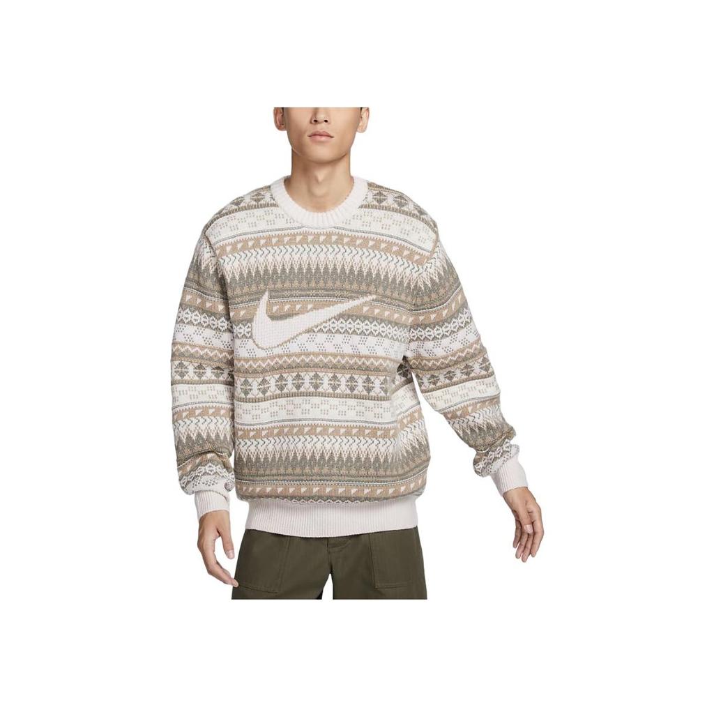 Nike Swoosh Life Fashion Comfortable Crewneck Sweater Men Sweater Light-Brown FZ0126105