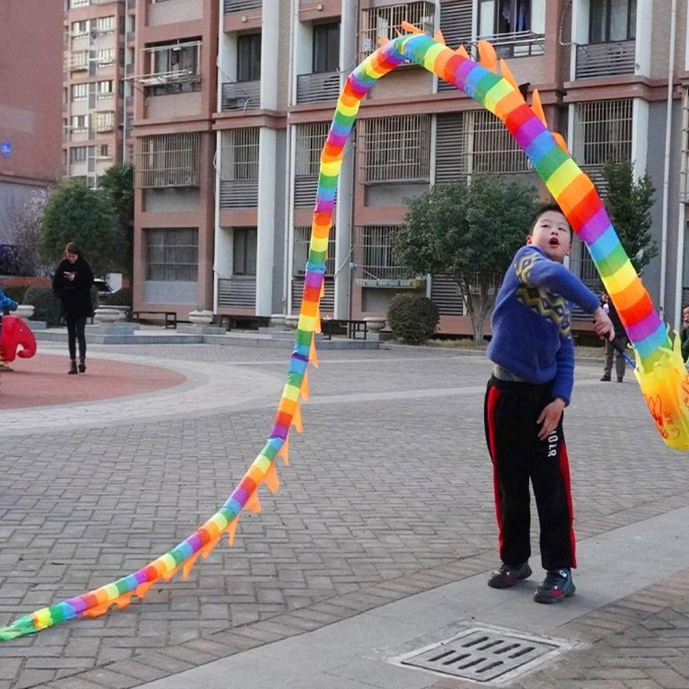 Washable Ribbon Dance Props Colourful Dragon Swing Dance Colorful Ribbon  Children Fitness
