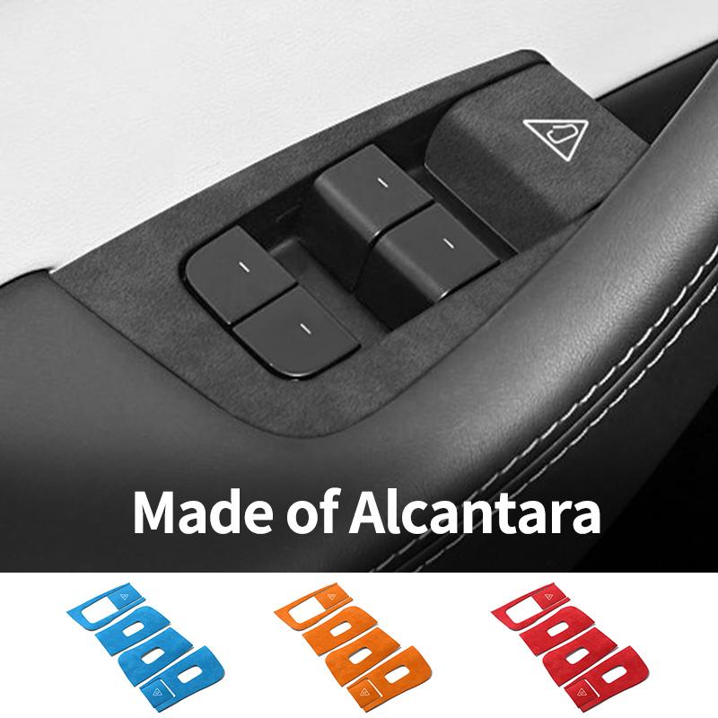 For Tesla Model Y (2025-) Car Window Control Panel Button Trim StickerMade of Alcantara Interior Accessories