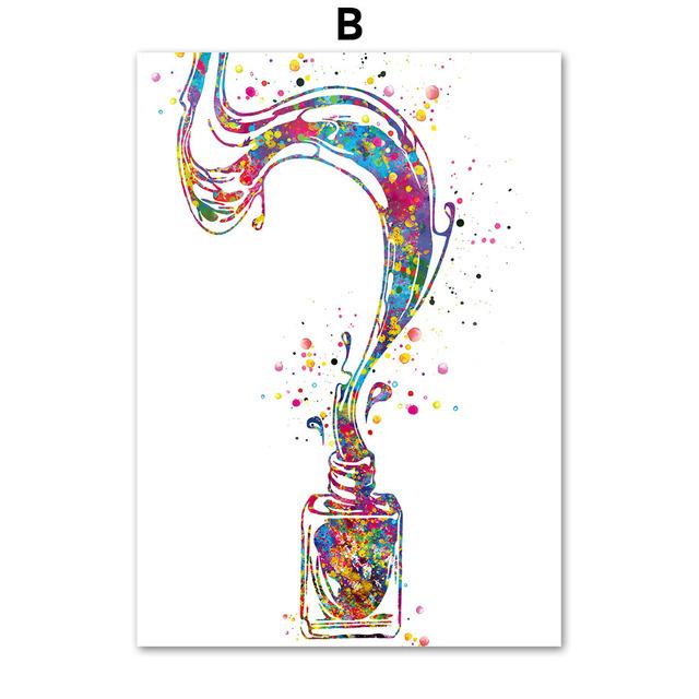 

Акварельная живопись, лак для ногтей, постер, женский макияж, настенная живопись на холсте, Красота украшения, украшение для комнаты девушки, изображение 21X30cm No Frame