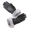 1 Pair Women Winter Warm Gloves Women Lady Black Pu Leather Gloves Autumn Winter Warm Rabbit Fur Mittens Warmth Warmer Mittens