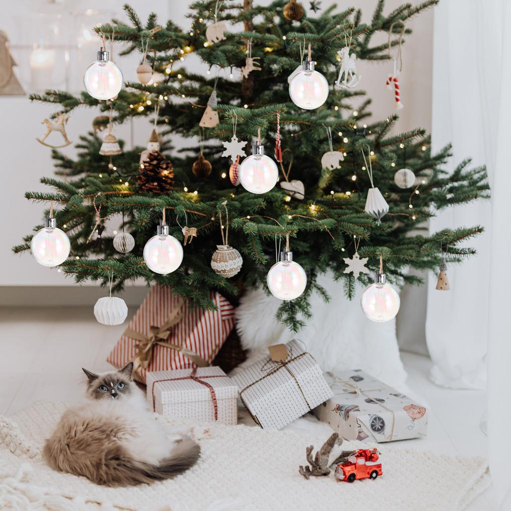 12Pcs Shimmering Iridescent Ball Christmas Decoration Xmas Tree Ornament Hanging Party Decor Festive Holiday Ornament Set