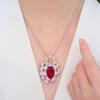 Exquisite Italian Vintage Pigeon Blood Ruby Necklace Brooch Two Way Design Aquamarine Emerald Gemstone Jewelry