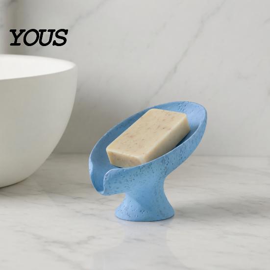 Non-foaming Soap Dish Self Draining Dish, 3D Printed Holder, Multi-functional Smooth Curve Tray Sink Organizer for Shower, Bathroom, Kitchen