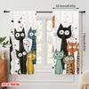 2pcs,2D Plane Printing Pattern Curtains Colorful Cat Parade Polyester Fabric (without Rod) Versatile All Ldeal for Bedroom,