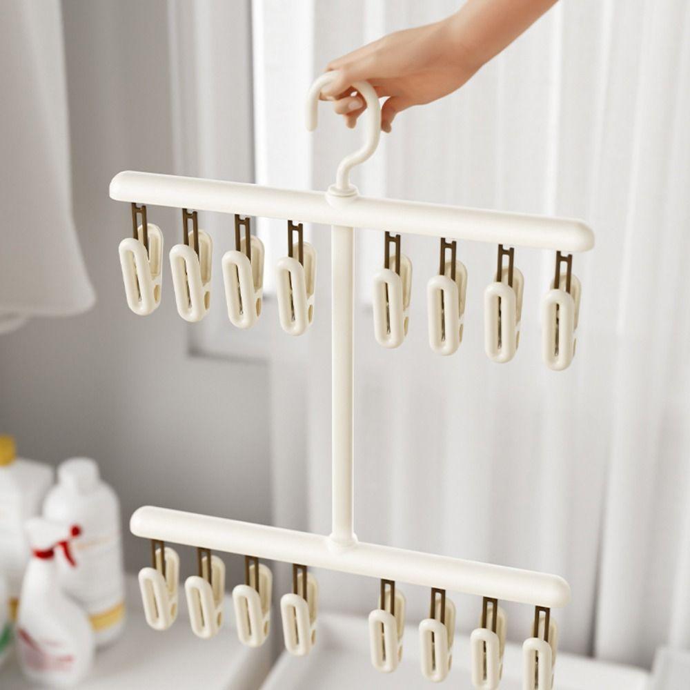 Portable Socks Drying Rack Windproof Clothes Drying Rack with Clips  Household