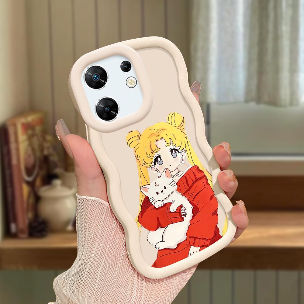 Big Wave Edge Weiches Silikonmaterial Macaron-Telefongehäuse Stoßfestes Schutzgummigehäuse für OPPO Reno Realme Infinix Tecno