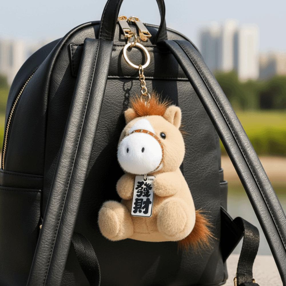 Soft Horse Plush Keychain 13cm Pony Pendant Funny Stuffed Animal Keyring  Year of Horse