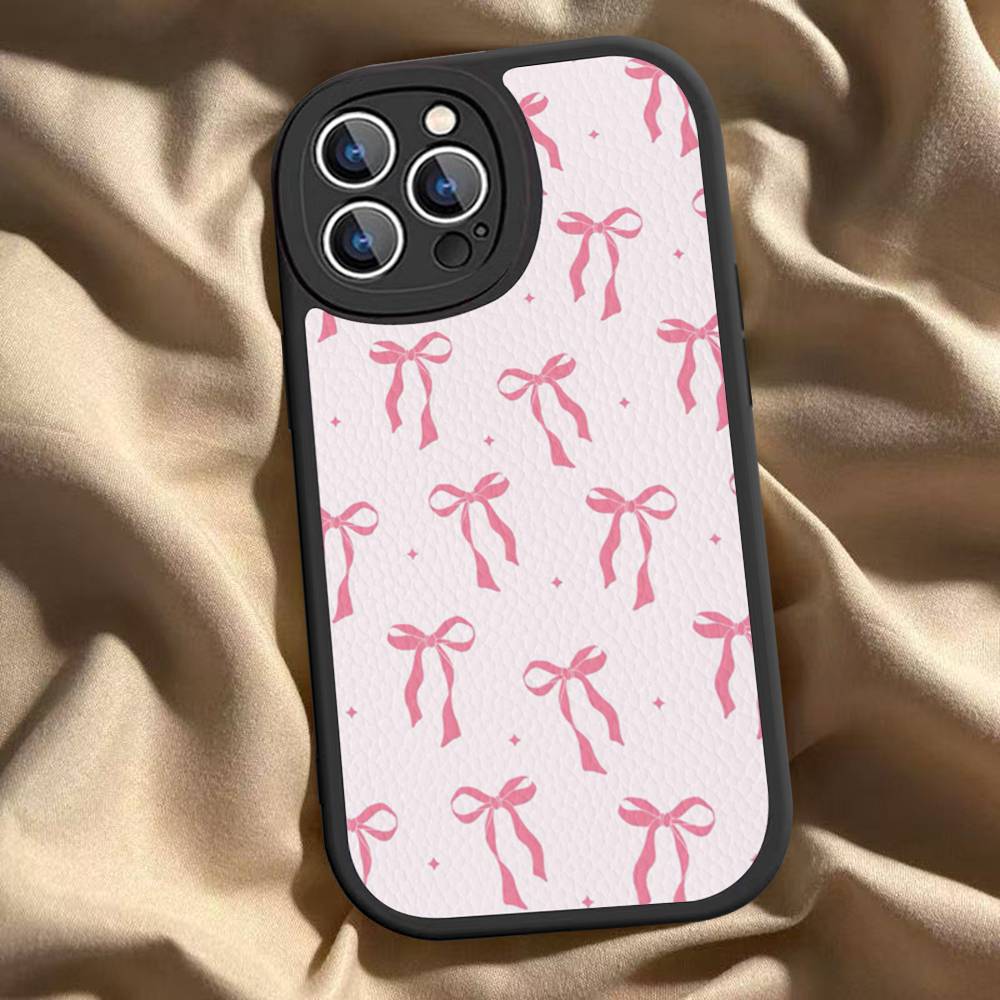 

Розовый Милый Чехол-бантик для Телефона из Жесткой Кожи Для IPhone 16 15 14 13 12 Mini 11 14 Pro Max Xs X Xr 7 8 11 pro max