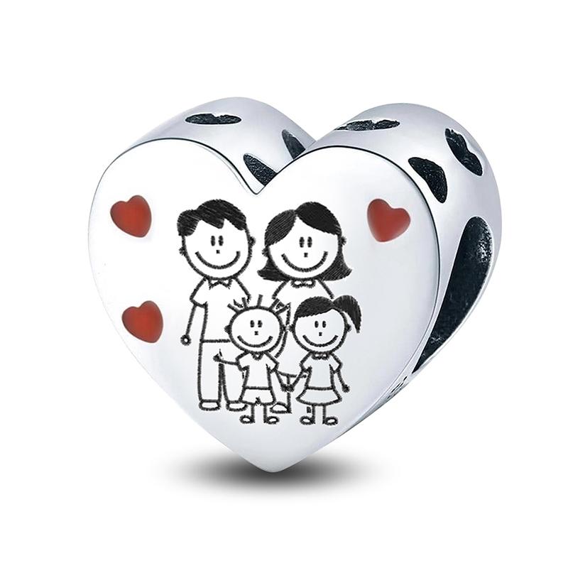 Copper Personalized Love Heart Series Diy Pendant Beads Fit Bracelet Necklace Making Gift Of High Quality Jewelry