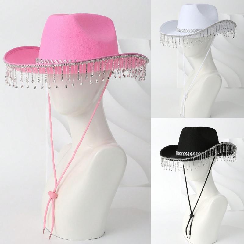 Soft Sweet Unisex Hat British Stylish Hat Rhinestones Fashionable Western Hat for Parties and Weddings