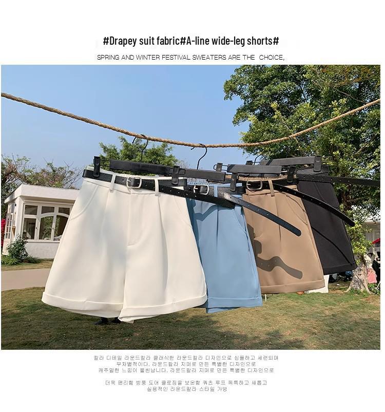 Petite Women's High Waist Pleated A-line Suit Shorts for Summer 2025