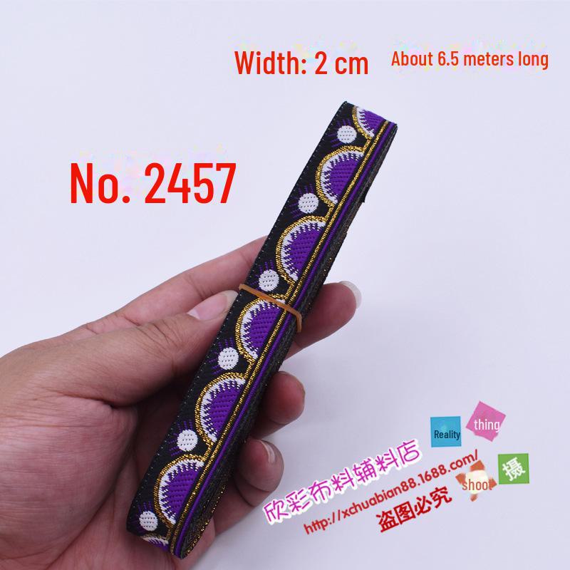 Panglică Etnică Jacquard cu Broderie din Dantelă, Roșu, 2CM - Performanță Scenă & Accesoriu Vestimentar DIY