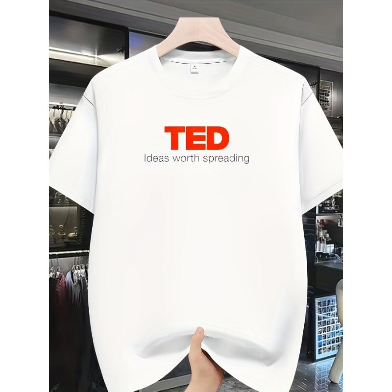 

European sizes Men s Breathable TED Print Casual T-Shirt - Short Sleeve Round Neck Summer & Year-Round Wear 4XL білий