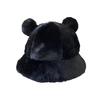 Sombrero de Pescador Orejas de Oso Bola de Felpa Engrosada Otoño Invierno Leopardo Bola de Felpa Gorro Cubeta para Exteriores