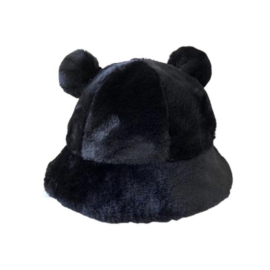 Sombrero de Pescador Orejas de Oso Bola de Felpa Engrosada Otoño Invierno Leopardo Bola de Felpa Gorro Cubeta para Exteriores