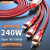 Multi-Device Fast Charging Cable: 3-in-1 Compatible with Apple, Huawei, Tablets