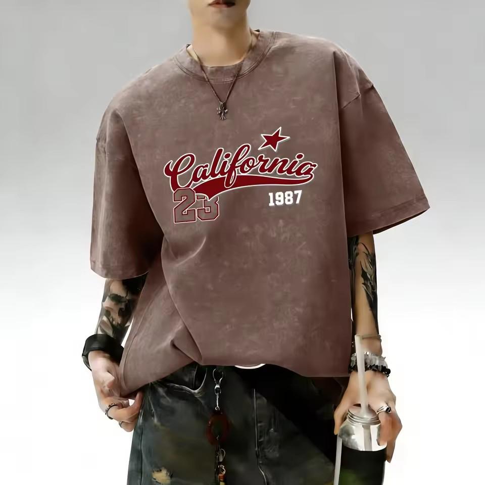 Summer Hot Selling New Men's Gothic Letter Tiger Print Comfortable and Breathable Round Neck T-shirt Outdoor Street Style Top
