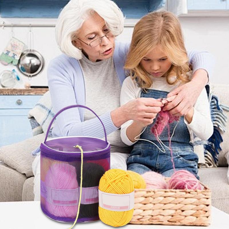 Crochet Bag Organizer Yarn Knitting Storage Portable Crochet Tote Bag Foldable Yarn Storage Knitting Needles And Accessories Bag