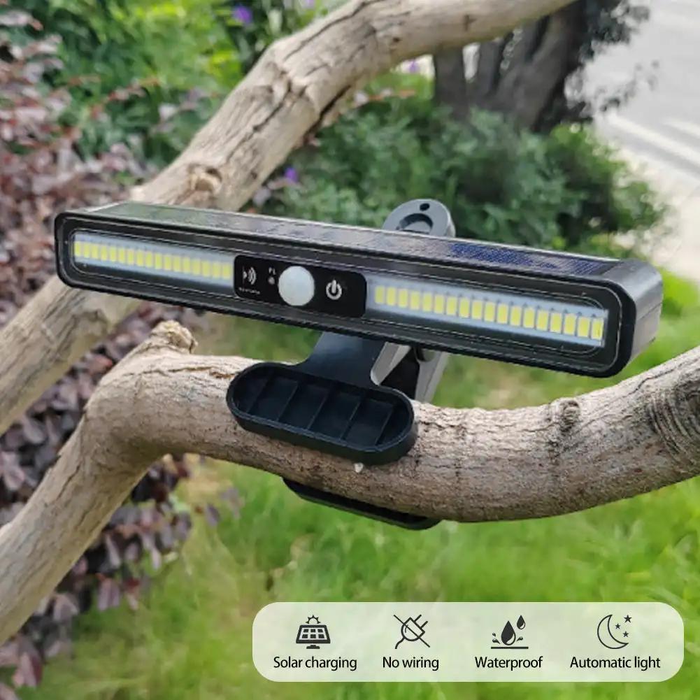 Solar Led Light Waterproof Motion Sensor Bright Easy-install Clip On Wall Lamp with Clamp Hanging Outdoor Yard Garden Lighting