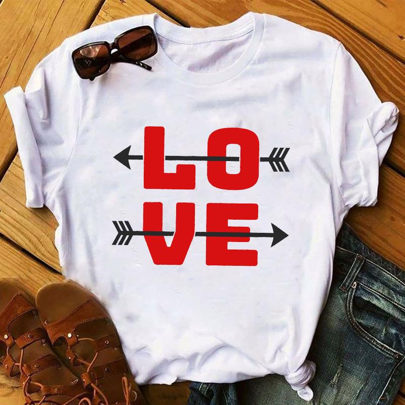 Summer 2025 Fashion Leopard Flower Sweet Love You Lady Ladies Womens Tee T-Shirt Graphic Female Valentine's Day Top T Shirt Gift