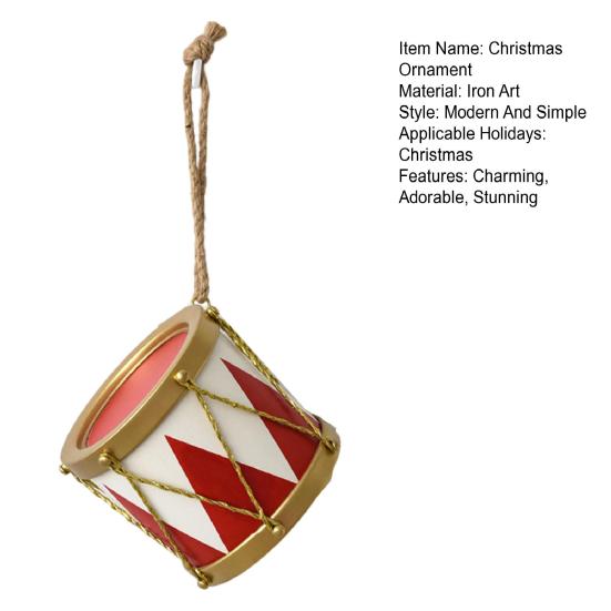 Metal Christmas Ornament Iron Gift Box/Candy/Drum Hanging Decorations for Christmas Tree Holiday Party Decor