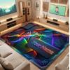 City Cyberpunk Theme Crystal Velvet Floor Rug Personalized Custom Name Text Warm Carpet Home Decoration
